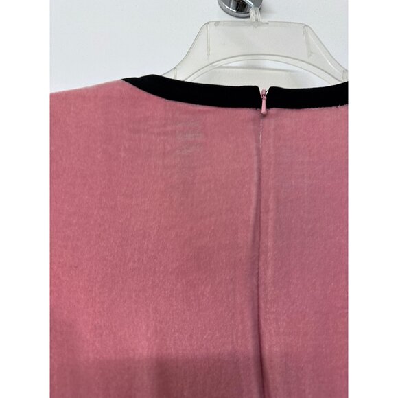 Saloni Camille Crystal Bow Liquid Velvet Midi Dress Rose Pink Black Beaded US 2 - Picture 12 of 16